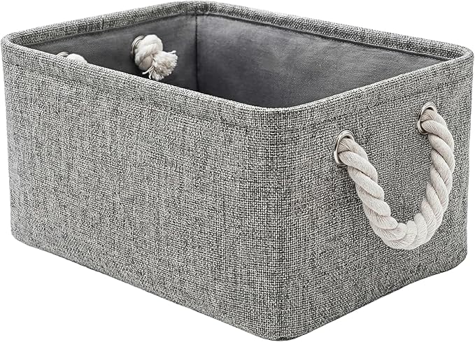 TheWarmHome Storage Bins for Shelves - 11.8x7.9x5.2 inch Grey Small Storage Baskets for Organizing, Fabric Storage Cubes Closet Organizer for Home Nursery Gift Decorative (Gray)