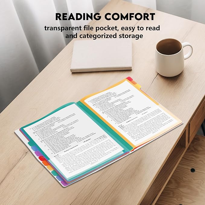 24 Pockets Expanding File Folder Organizer,Accordion File Organizer,A4 Letter Size,Rainbow Tab, for Home/Office/School Document Organizer (White)