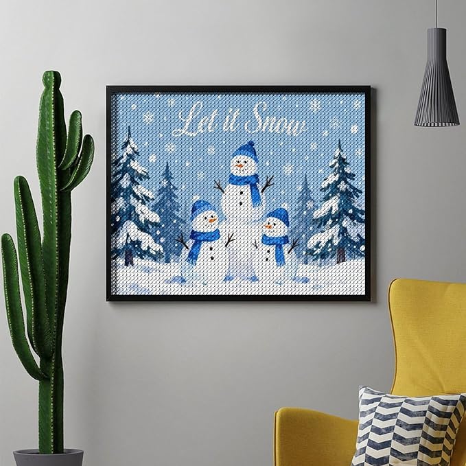 AIVKIEJK Diamond Painting Kits for Adults - Merry Christmas Snowman Winter Painting DIY 5D Full Drill Diamond Dots Paintings with Diamonds Gem Art and Crafts Home Decor 16"x20"