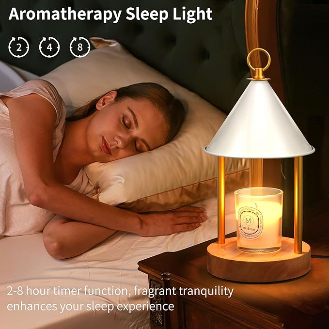 OGACFO Candle Warmer Lamp with Timer and Dimmable, Birthday Gifts Women Mom, Flameless Wax Warmer with Anti-Scald Bi Metal Shade for Jar Candles, Includes 2 Bulbs, Home Decor (White)