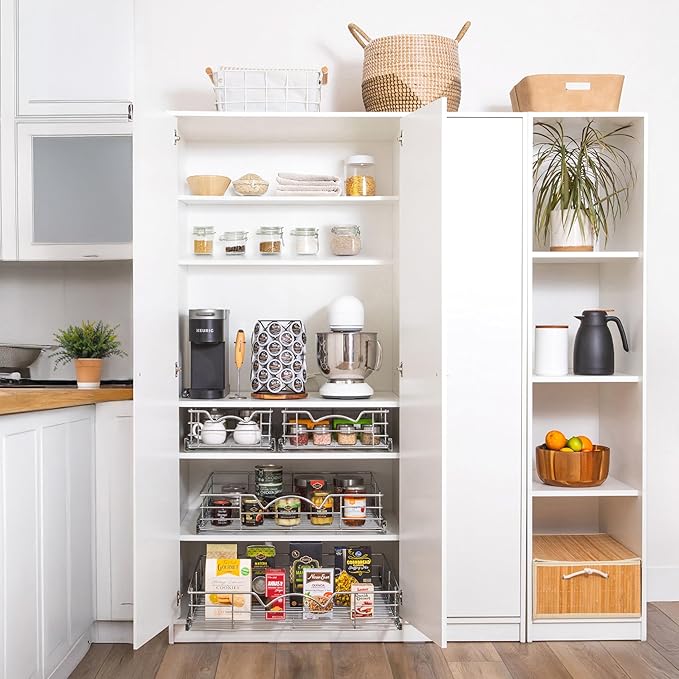 HOLDN’ STORAGE Pull Out Cabinet Organizer, Slide Out Drawer for Kitchen Cabinets & Pantry, Roll Out Shelf for Pots, Pans & Under Sink Storage, Heavy-Duty Full-Extension, 20" W x 21" D x 5" H
