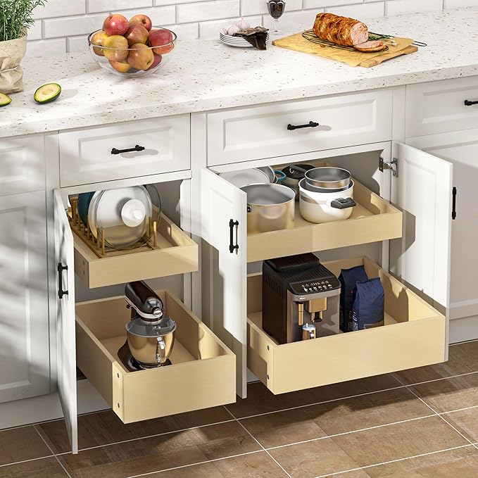 WelFurGeer Soft Close Pull Out Drawers for Cabinets, 14" W x 22" D Pull Out Cabinet Organizer, Space-Saving Cabinet Organizer with Easy Installation, Durable Pullout Drawers for Home Kitchen