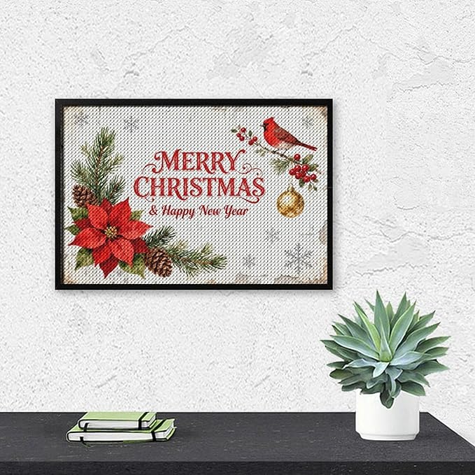 AIVKIEJK Diamond Painting Kits for Adults - Merry Christmas & Happy New Year Painting DIY 5D Full Drill Diamond Dots Paintings with Diamonds Gem Art and Crafts Home Decor 8"x12"
