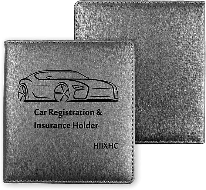 Car Registration and Insurance Holder, 5.5 x 5 Inch PU Leather Vehicle Glove Box Organizer Wallet Case Organizer for Insurance Card, Driver License, Essential Document, Paperwork