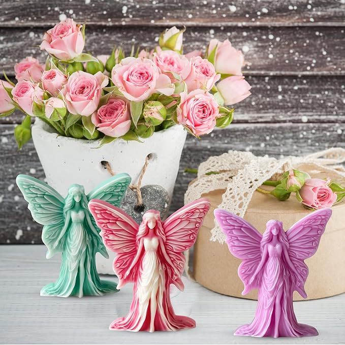 Candle Mold for Candle Making, 3DSilicone Mold for Resin Casting DIY Plaster Polymer Clay Home Decoration (Butterfly Fairy)
