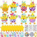 Funrous 48 Sets Easter Crafts Kit Easter Egg Chick Paper Crafts DIY Make Your Own Chick Hanging Ornaments Decorations with Pompoms Diamond Stickers Spring Classroom Activity Arts Gifts Party Favors