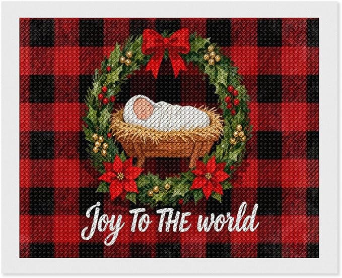 AIVKIEJK Diamond Painting Kits for Adults - Faith Christmas World Joy Painting DIY 5D Full Drill Diamond Dots Paintings with Diamonds Gem Art and Crafts Home Decor 16"x20"