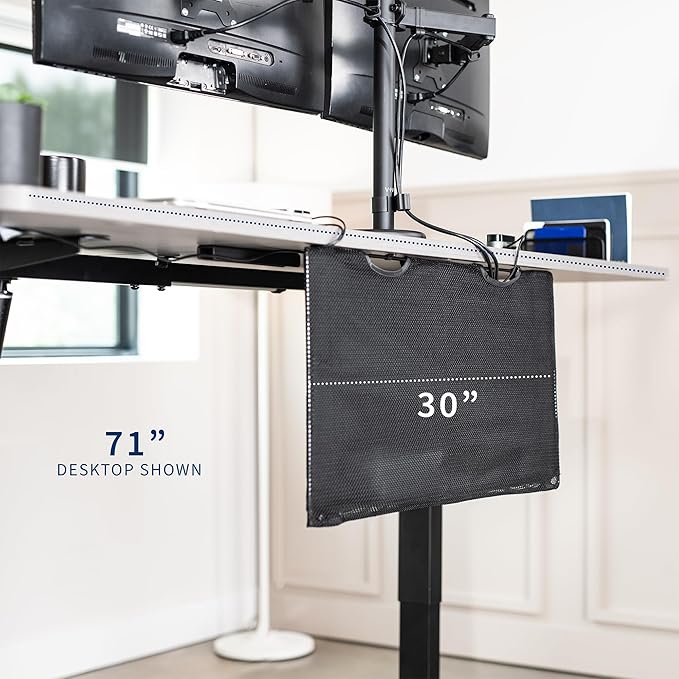 VIVO Black 30 inch Under Desk Privacy and Cable Management Organizer Sleeve, Wire Hider Kit Panel System, DESK-SKIRT-30
