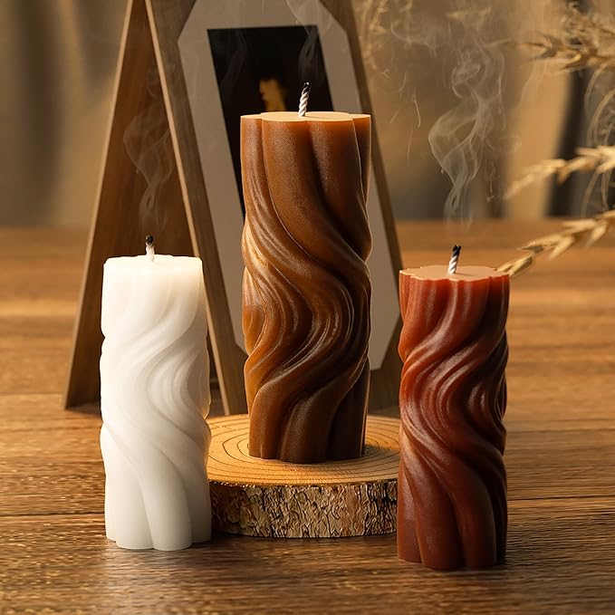 2 Pack Spiral Wave Resin Casting Molds - Silicone for 3D Animal Candle Making