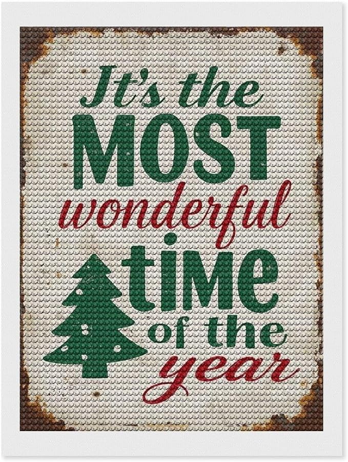 Diamond Painting Kits for Adults - Humorous Quote & Christmas Tree Most Wonderful Time of The Year Painting DIY 5D Full Drill Diamond Dots Paintings with Diamonds Gem Art And Crafts Home Decor 12"x16"