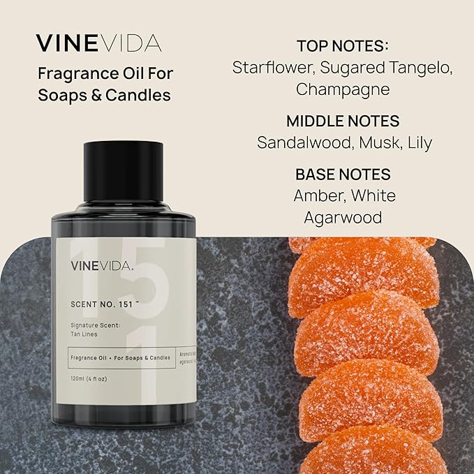 VINEVIDA [4 oz] Tan Lines; Fragrance Oil for Candle Making and Soap Making - Premium Candle Scents for Soy Candles
