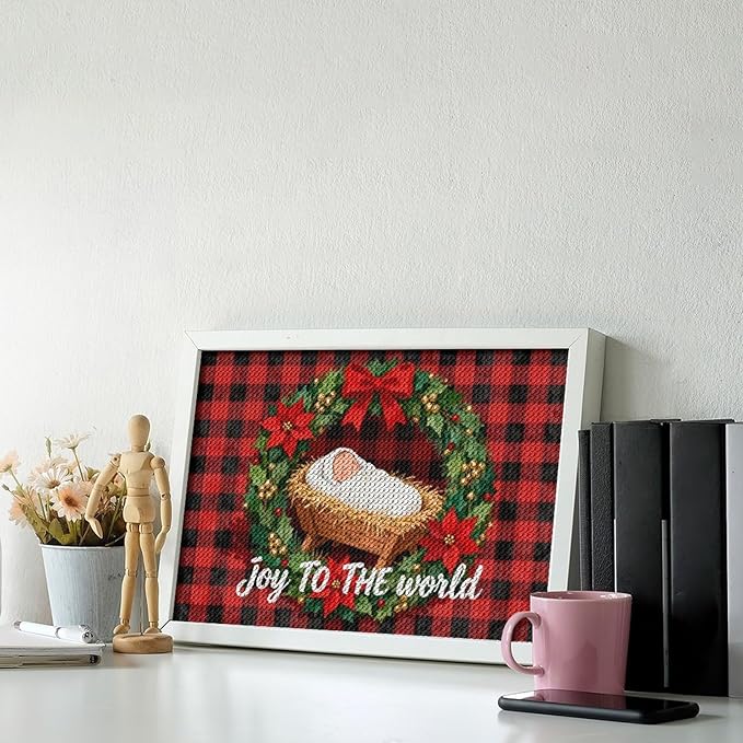 AIVKIEJK Diamond Painting Kits for Adults - Faith Christmas World Joy Painting DIY 5D Full Drill Diamond Dots Paintings with Diamonds Gem Art and Crafts Home Decor 8"x12"