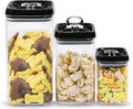 Felli Flip Tite Storage Container with Lid 6" XL Air Tight Ring Lock Top, Clear Acrylic Canister Set for Kitchen, Pet Cat Dog Food Treats (Nest-L, Black) NLQUA4-050(870191)