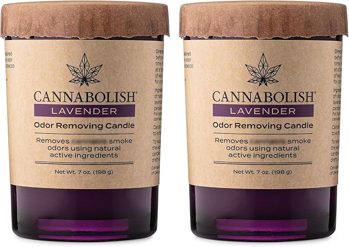 Cannabolish Lavender Smoke Odor Eliminating Candle, 7 oz, Natural Ingredients (Pack of 2)