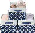 DECOMOMO Blue Storage Bins Fabric Storage Baskets for Shelves, Linen Closet Organization Toys Nursery (Blue Patterns, Large - 3 Pack)