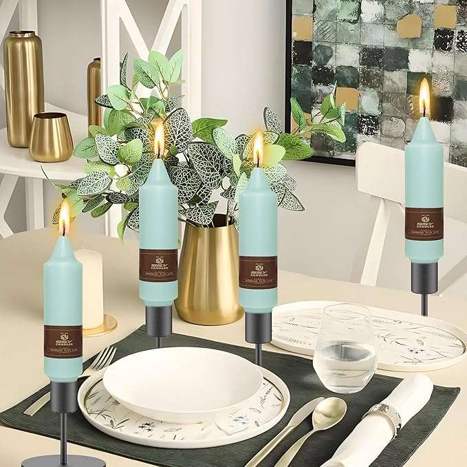 Mint Green Short Taper Candle 5 Inch Candlesticks Unscented Dripless Tapered Candle Set for Home Decor Wedding Party Dinner Candles