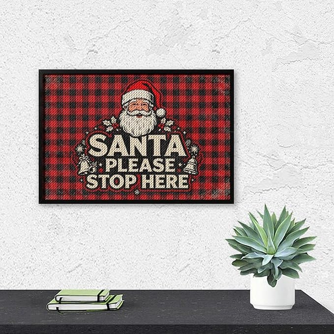 AIVKIEJK Diamond Painting Kits for Adults - Christmas Santa Please Stop Here Painting DIY 5D Full Drill Diamond Dots Paintings with Diamonds Gem Art and Crafts Home Decor 8"x12"