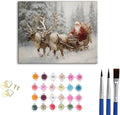 Paint by Number Kit for Adults & Kids, Christmas Santa Reindeer Sleigh 16x20 Inch, DIY Acrylic Painting Kit with Brushes & Paints, Holiday Art Craft for Home Decor Framed
