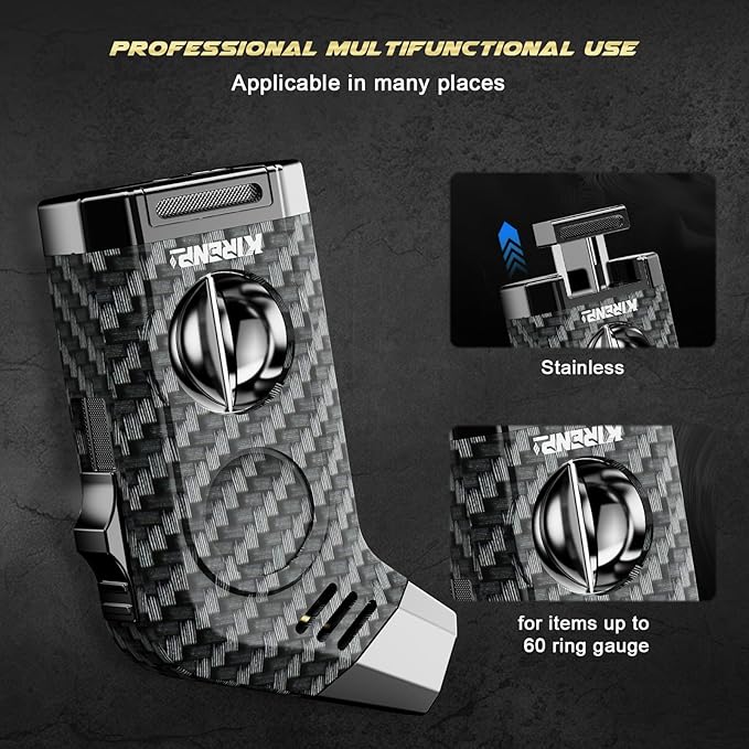 2-Pack All-in-one Torch Lighter with Cutter, Holder, Powerful Jet Flame, Gifts for Men, Windproof Lighters, Refillable Butane Lighter for Candles, Travel