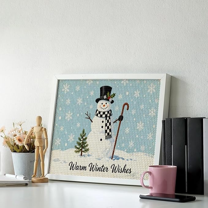 AIVKIEJK Diamond Painting Kits for Adults - Christmas Festive Winter Snowman Warm Winter Wishes Painting DIY 5D Full Drill Diamond Dots Paintings with Diamonds Gem Art and Crafts Home Decor 16"x20"