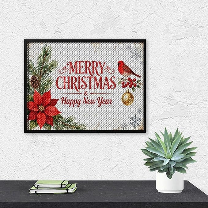 AIVKIEJK Diamond Painting Kits for Adults - Merry Christmas & Happy New Year Painting DIY 5D Full Drill Diamond Dots Paintings with Diamonds Gem Art and Crafts Home Decor 12"x16"