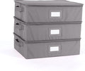 Covermates Keepsakes Zip-Top Storage Box Set, 3 Pack Heavy Duty Polyester Organizer Bins, Stackable Design, ID Window, Reinforced Handles, Closet Home Storage, Graphite