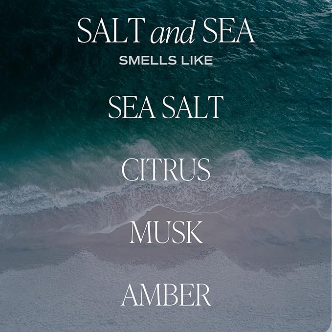 Sweet Water Decor Salt and Sea Patterned Candle – Soy Candles with Sea Salt, Citrus, Musk, Amber Aroma– 40 Hour Burn – 9oz Clear Glass Jar – Ocean Summer Candles for Home Decor