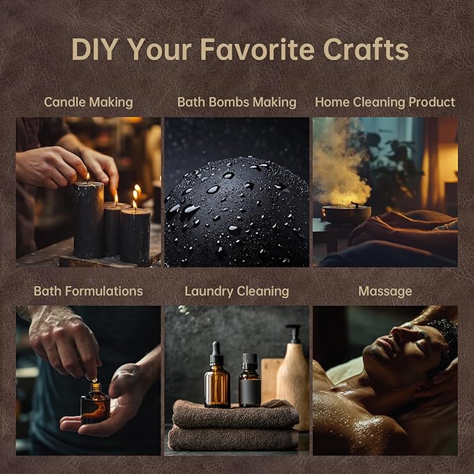 Men Essential Oils Set for Diffuser, Father's Day Gift for Men - 6x10ml Masculine Fragrance Oils for Candle Making, Scented Oil Gift Set, Mahogany, Sandalwood, Cologne, Smoke Vanilla, Oak, Leather