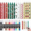 Conelist 24 Pcs DIY Candle Painting Kit with 12 Pcs Holiday Color Tape Candles and 12 Candle Wax Pens for Family Crafts Birthday Christmas Party Favors