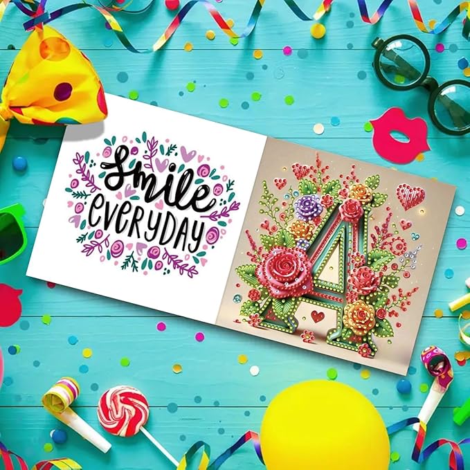 DoxQcs 5D Diamond Art Painting Greeting Cards Kit, DIY Cards for Blessings Congratulations Gifts, Greeting Card Set for Birthday Thanksgiving Day Christmas Halloween-Letter A