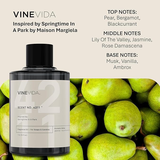 VINEVIDA [16 Oz] Scent NO. 4211 Inspired by Springtime in A Park | Premium Fragrance Oil for Candle Making & Soap Making | Candle Scents for Soy Wax | Scented Oils for Car Freshies & Bath Products