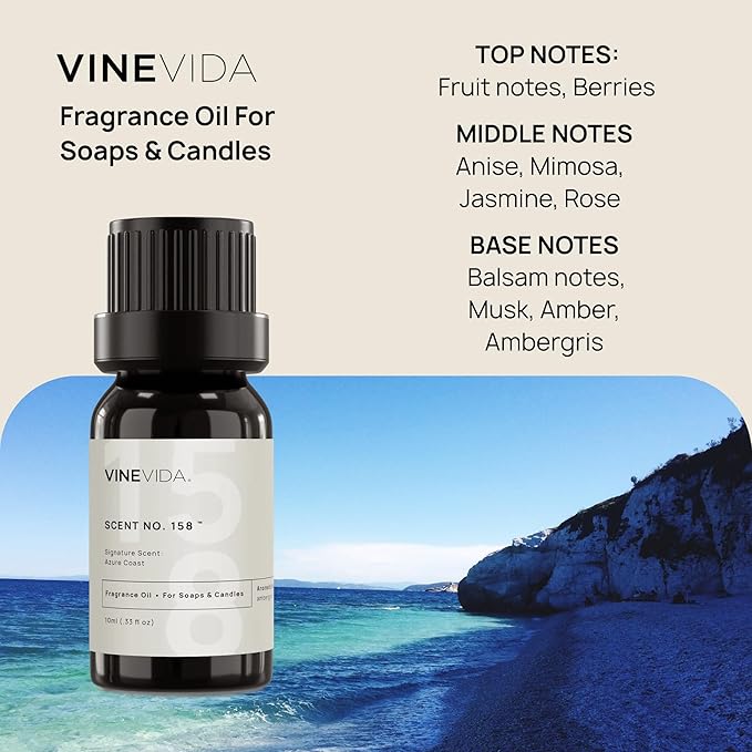 VINEVIDA [10 ml] Azure Coast; Fragrance Oil for Candle Making and Soap Making - Premium Candle Scents for Soy Candles