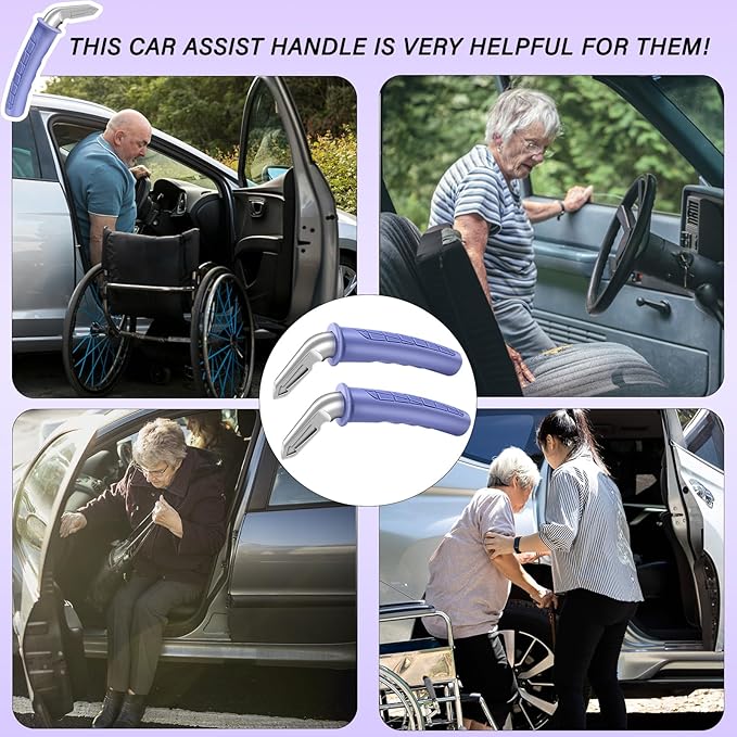 2 Pack Car Door Handle for Elderly Car Handle Assist for Easy Sit to Stand Assistance Auto Grab Bar Cane Support Aid Portable Assistive Device for Seniors and Handicap - Best Gifts for Elderly