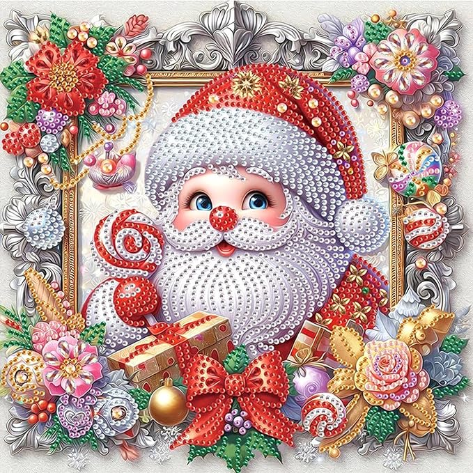 5D Santa Claus Special Shape Diamond Art Kits for Beginners, Christmas Winter Theme Diamonds Painting Kits for Adults,DIY Crystal Rhinestones Diamond Paintings for Home Wall Decor 12×12Inch