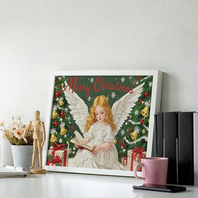 AIVKIEJK Diamond Painting Kits for Adults - Merry Christmas Angel Welcome Painting DIY 5D Full Drill Diamond Dots Paintings with Diamonds Gem Art and Crafts Home Decor 16"x20"