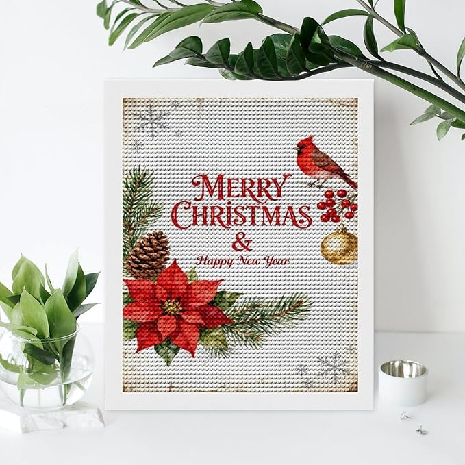 AIVKIEJK Diamond Painting Kits for Adults - Merry Christmas & Happy New Year Painting DIY 5D Full Drill Diamond Dots Paintings with Diamonds Gem Art and Crafts Home Decor 16"x20"