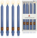 Haze Blue Candlesticks 10 inch Taper Candles- Dripless and Smokeless Candle Unscented - Slow Burning Candle Sticks - Pack of 4