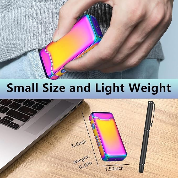 YOZWOO Rechargeable Electric Lighter USB Electronic Lighter High Power Flame Arc Plasma Lighters Windproof Camping Lighters with Long Battery Life for Home and Outdoor (Colorful)