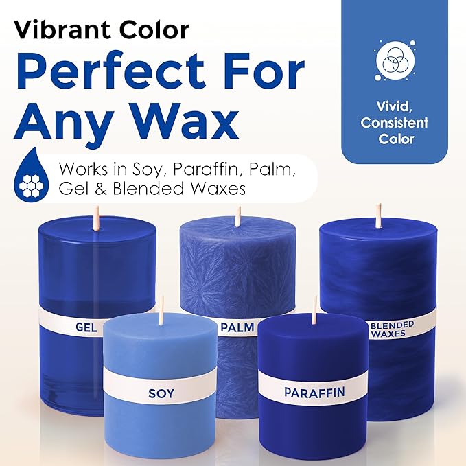 Blue Liquid Candle Dye (1 oz) - Made in the USA - Safe and Easy to Use - Pure and Simple Ingredients - Candle Making Supplies for Soy, Paraffin, Palm or Gel Wax - 10 Vibrant Colors to Choose from