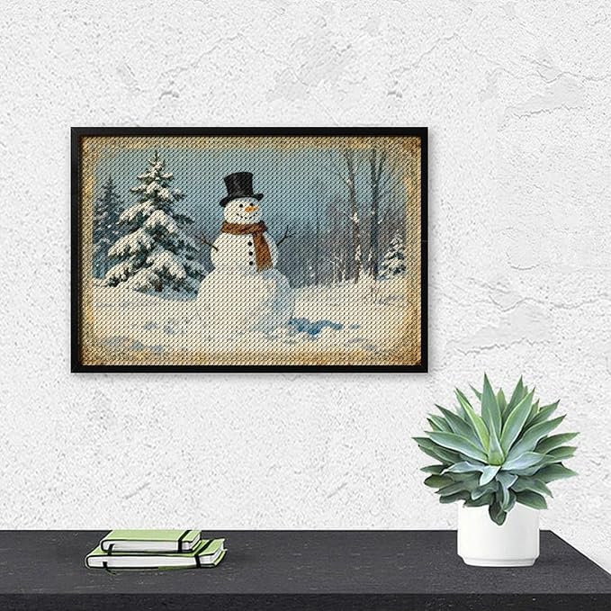 AIVKIEJK Diamond Painting Kits for Adults - Christmas Snowman Painting DIY 5D Full Drill Diamond Dots Paintings with Diamonds Gem Art and Crafts Home Decor 8"x12"