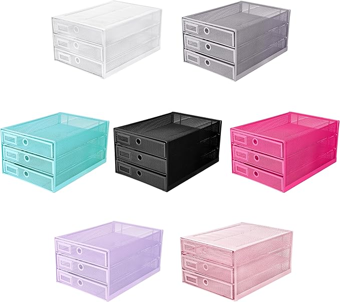 EXERZ Paper Sorter 3 Tier Drawers A4 / Multifunctional Desk Organiser/Letter Tray - Documents, Magazines, Notebooks and Letters - Light Purple