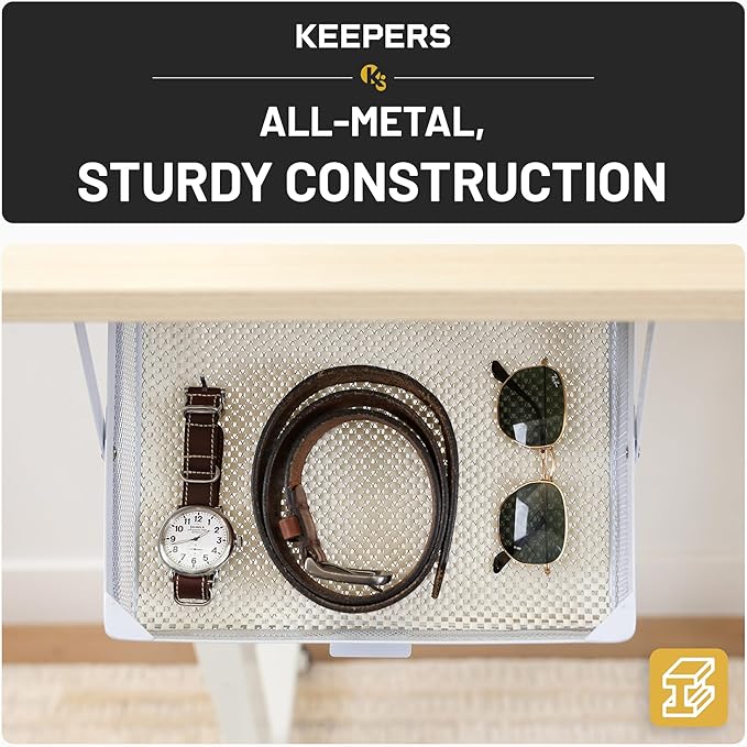 Everything Keeper - Organizer for Home, Kitchen, Bathroom, RV, Small Spaces - Storage Organizers - Compact Metal Basket - Under Cabinet Holder - Easy Install - Holds Strong - 13 x 10 x 2.5 in