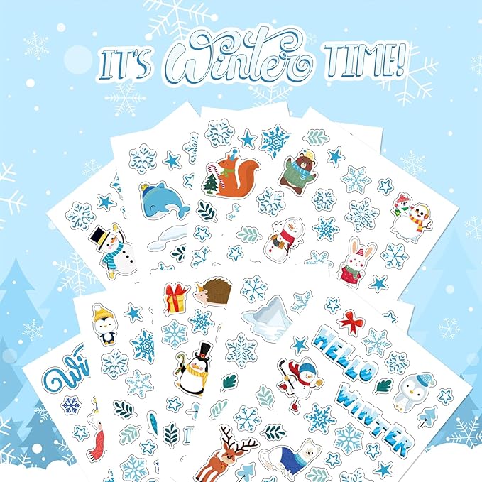 Hayux DIY Craft Kits for Kids - 24 Packs DIY Winter Wonderland Photo Frames Set with Stickers Paper Picture Frames Funny Winter Gifts Craft for Christmas Party Favors School Activities