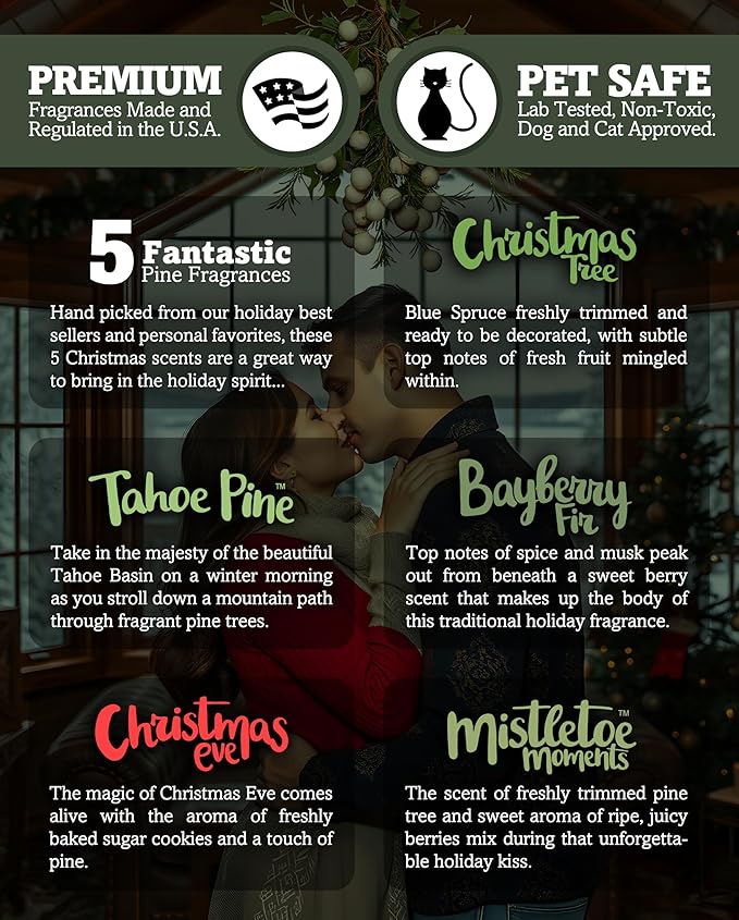 Shortie's Candle Company Christmas Pine Wax Melts Variety 5 Pack - Formula 117-5 Highly Scented 3 Oz. Bars - Made with Natural & Essential Oils - Christmas & Holiday Warmer Wax Cubes