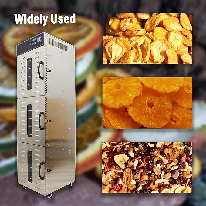 Fruit Dryer Machine Commercial Food Dehydrator 36 Trays for Drying Stainless Steel 2400W Adjustable Temperature 30-90 ℃ 110V