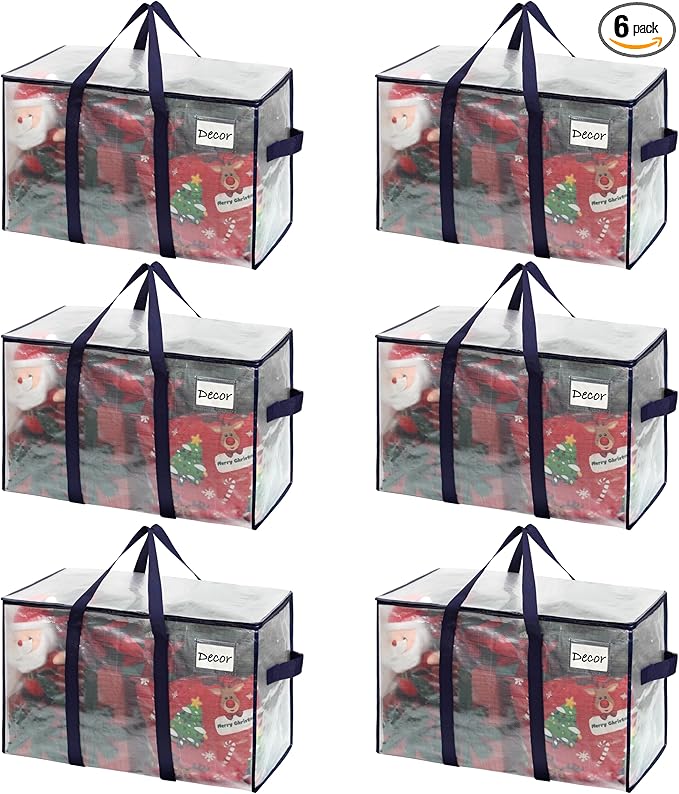 VENO 6 Pack Heavy Duty Moving Bags, Extra Large Storage Bags with Reinforced Handles & Strong Zippers, Foldable & Reusable Moving Box Alternative for Clothes & Dorm Storage