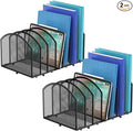 Gawerk 2 Pack Desk File Organizer, 7-Section Upright Mesh Desktop Organizer File Sorter Office Organization Letter Holder, Vertical Desktop File Holder for Office Home, Black