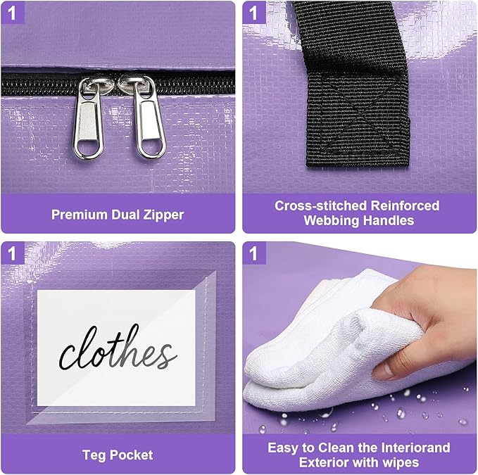 Moving Bags Heavy Duty Lavender Purple – Large Packing Bags for Moving, Extra Large Storage Totes with Zippers and Handles