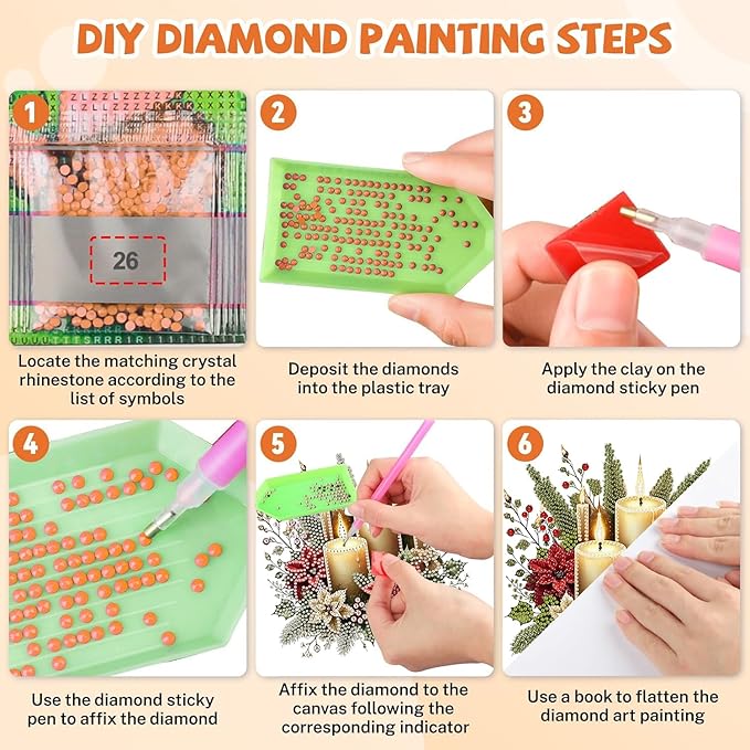 Masendp Candle Diamond Art DIY Hanging Decoration Kit, Suitable for Adult Beginners, Special Shape Diamond Art kit for Christmas, Crystal Diamond gem Art for Home Garden wall Decoration.