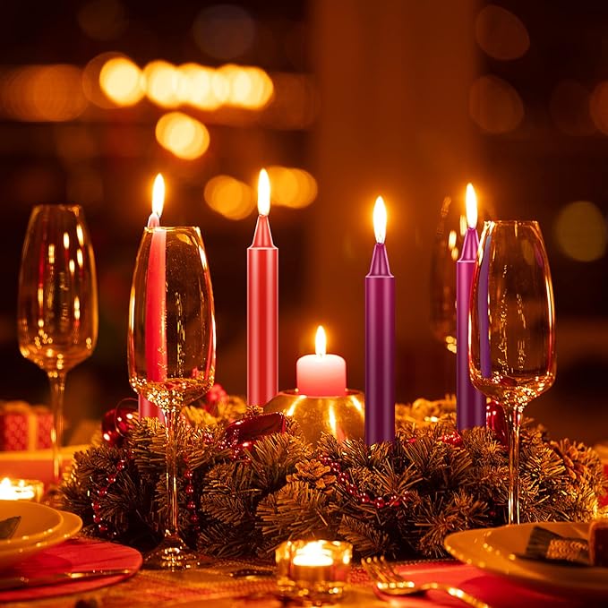 Boao 10 Pieces Low Temperature Candles Wax Low Heat Dripping Candles for Wedding Valentine Gift Decorations Supplies(Red, Black, Purple)